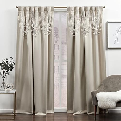 Exclusive Home Bliss - Paneles de cortina opacas con pestañas ocultas en la parte superior, 54 x 96 pulgadas, color arena, juego de 2