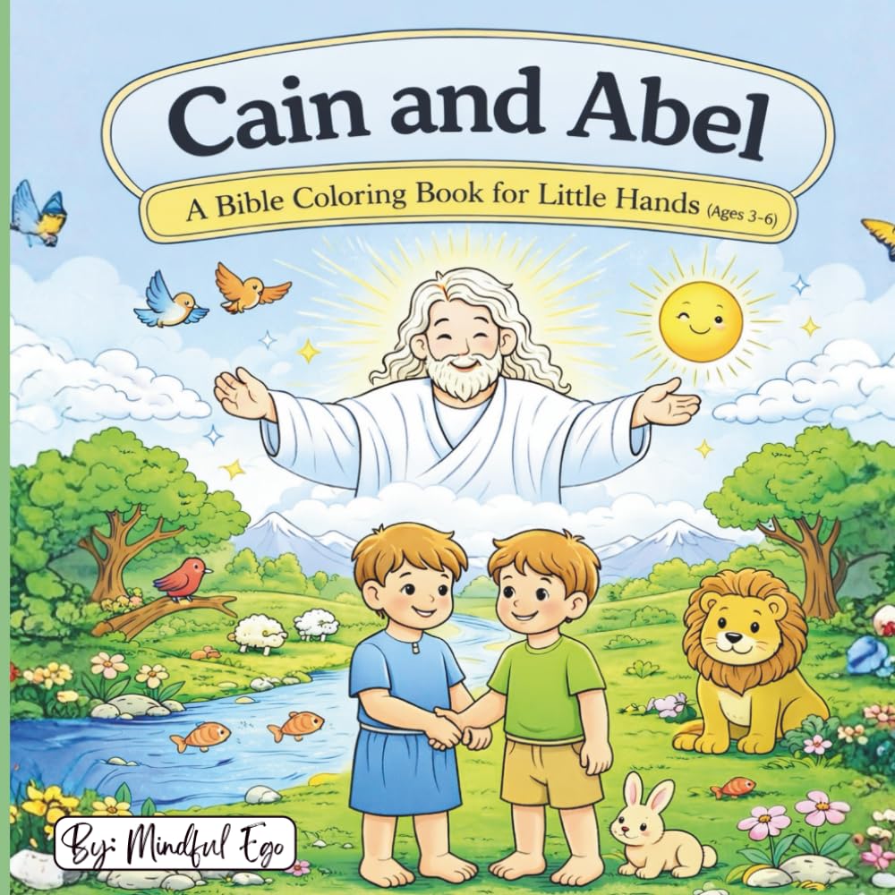 Cain and Abel Coloring Book for Kids Ages 3–6: A Bible Coloring Book for Little Hands (Ages 3–6) with Simple Rhymes, Big Coloring Pages, and Gentle Christian Lessons