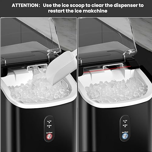 Miniatura 5 de Nugget Ice Maker - Encimera con función de autolimpieza, máquina de hielo sónico con asa, 35 libras24 horas, diseño compacto para uso en el hogar y