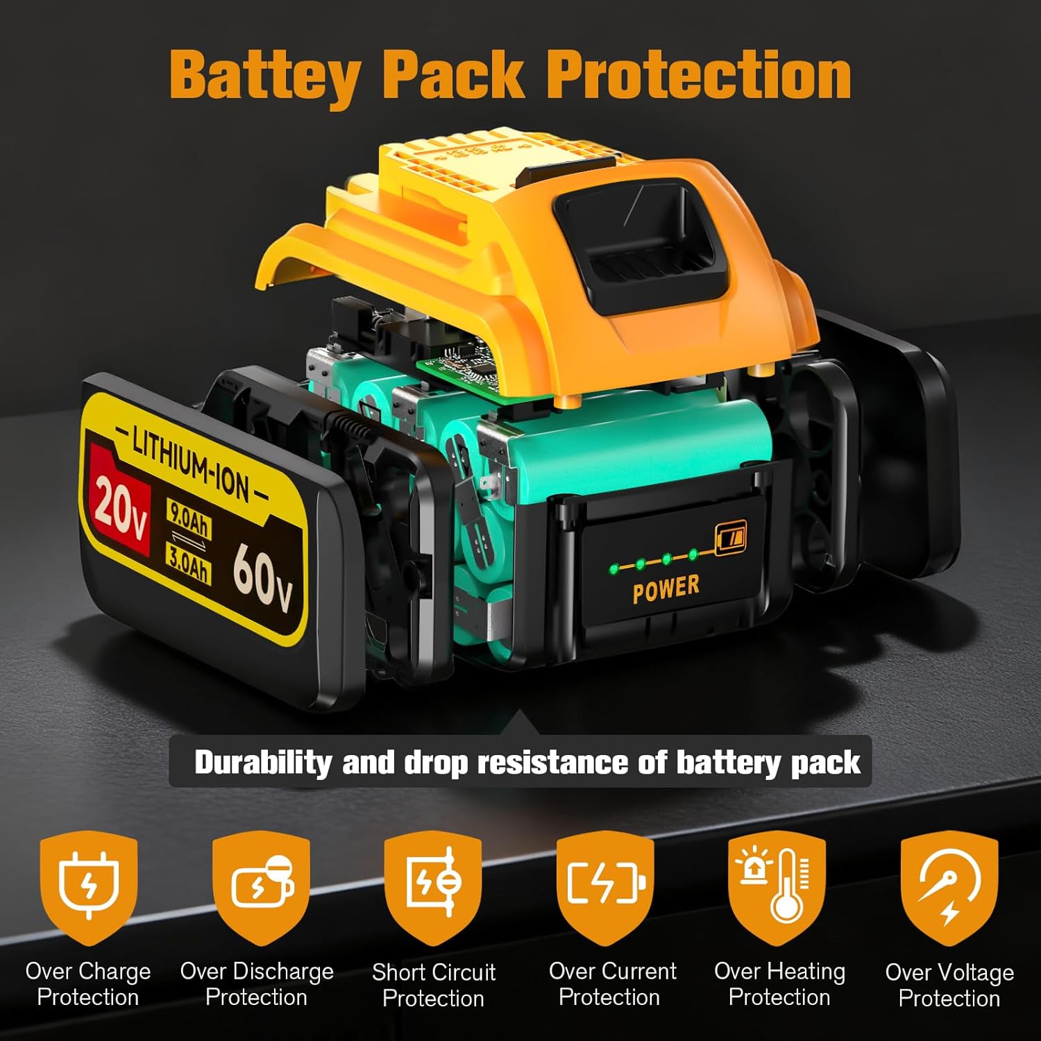 DCB606 DCB609 Replacement for Dewalt 20V/60V 9.0Ah Flex Max Battery,Compatible with 60 Volt Tools High Capacity Lithium baterías with LED Indicator for Cordless,Weed Eater Batteries