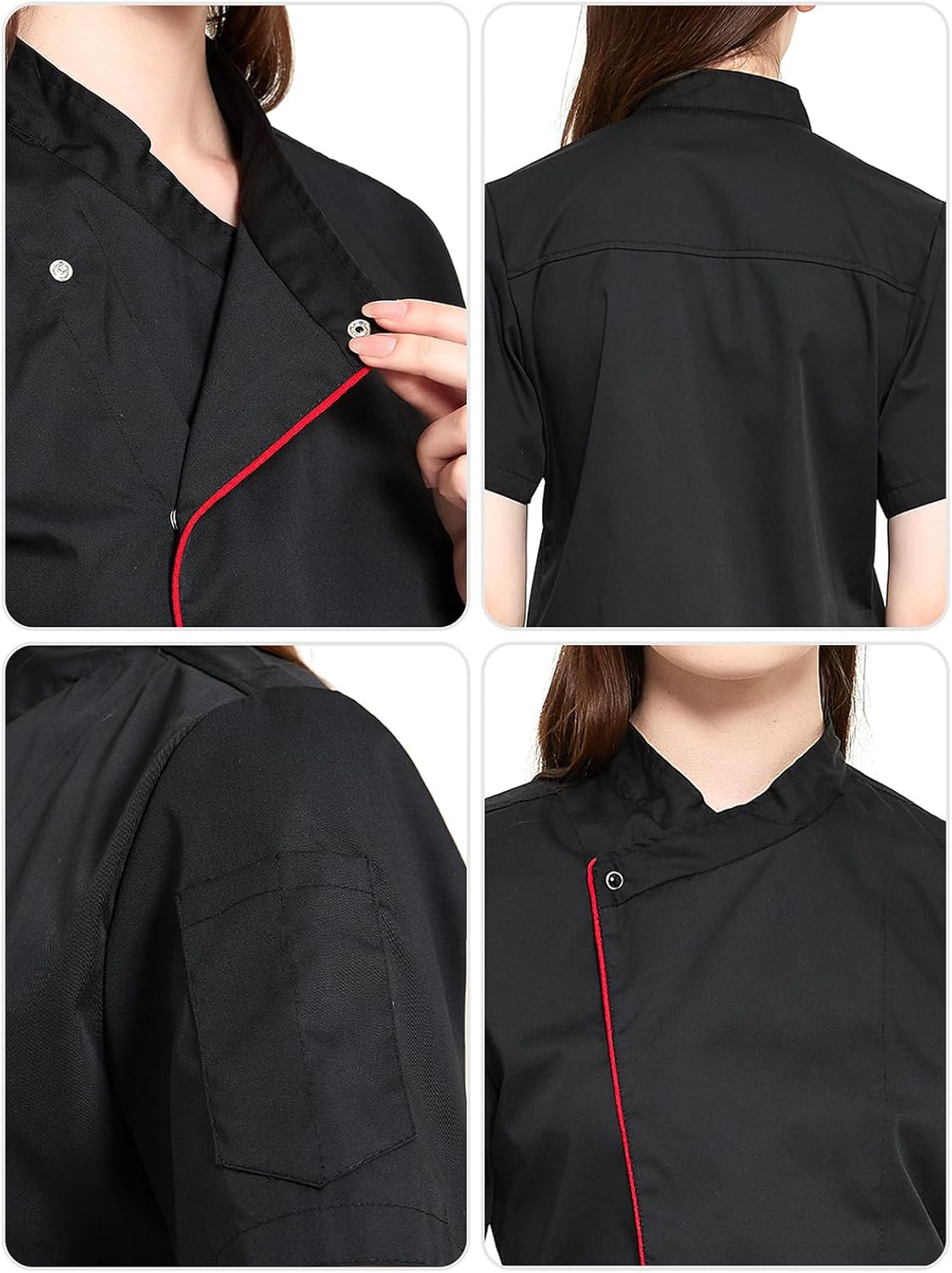 TopTie Women's Chef Coat Short Sleeve Chef Jacket - Image 5