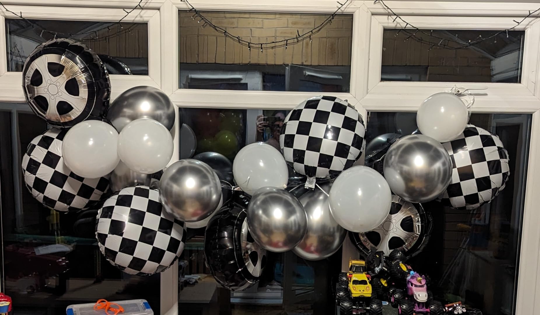 15 Pieces Black And White Checkered, Race Car Balloons Car Wheel