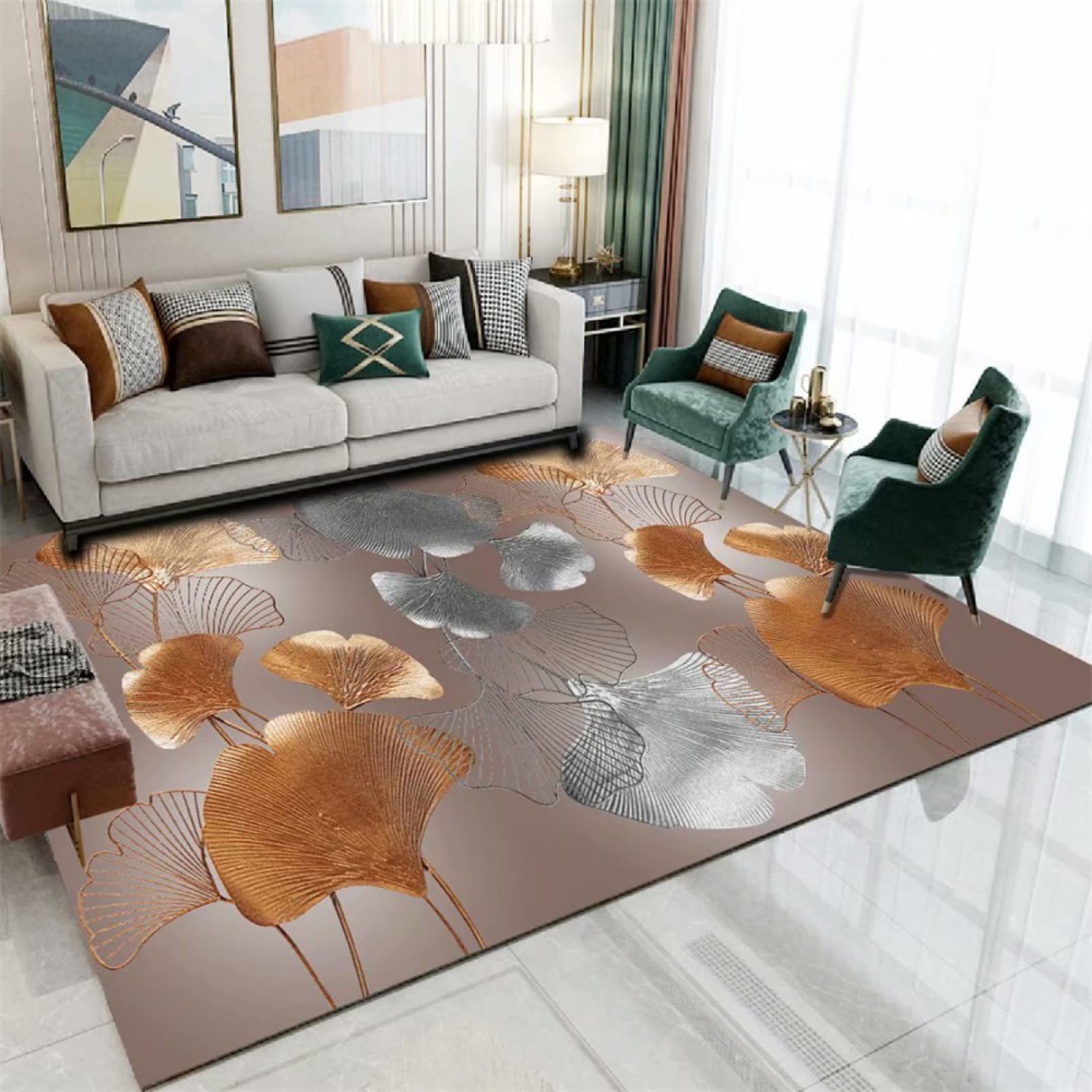 Descente de lit chambre tapis doux et moquette extérieure design gris orange 60x90