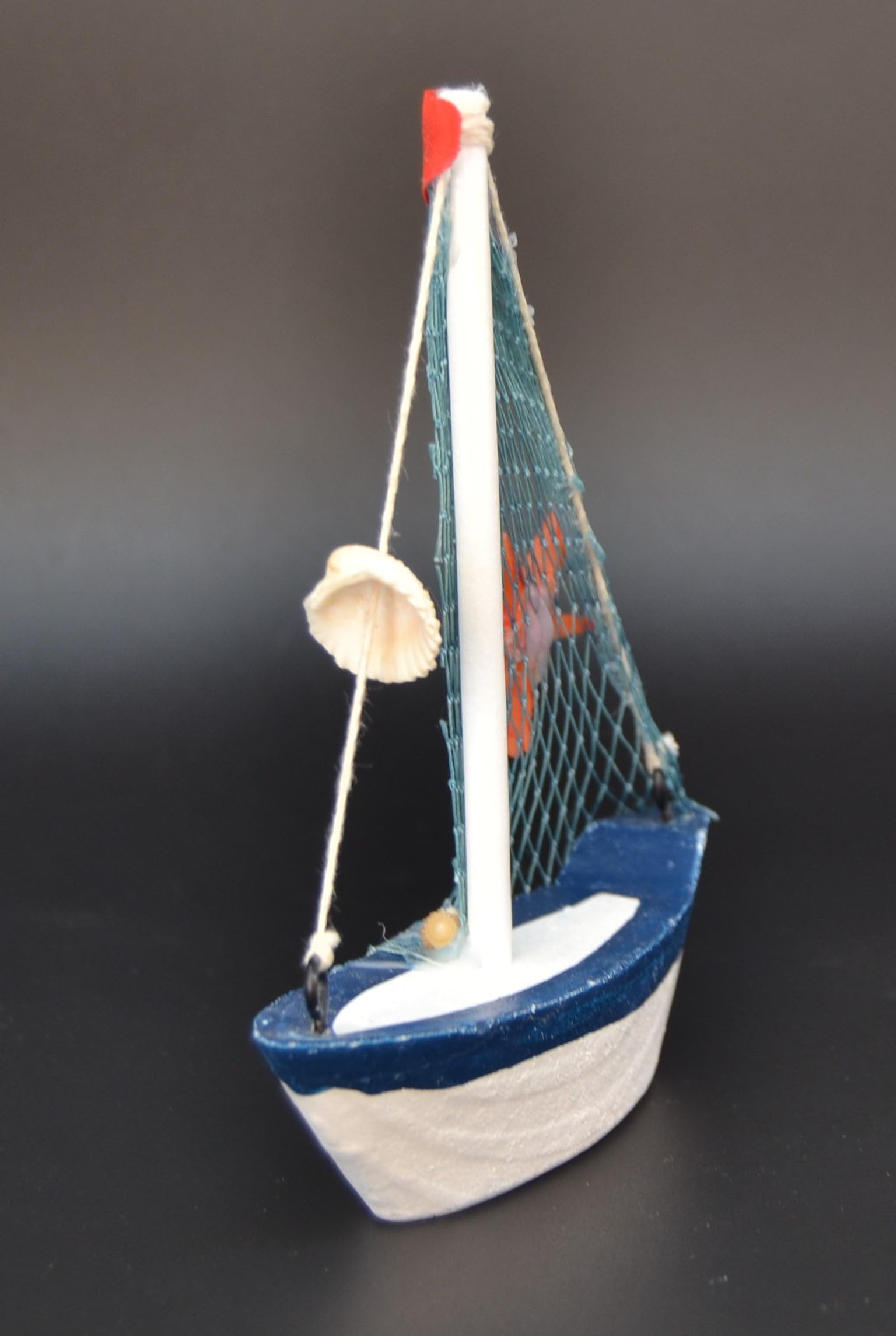Z&H Redes DE Pesca - Barco Decorativo Miniatura, Estilo Marinero, Accesorios Baño, 13X11CM