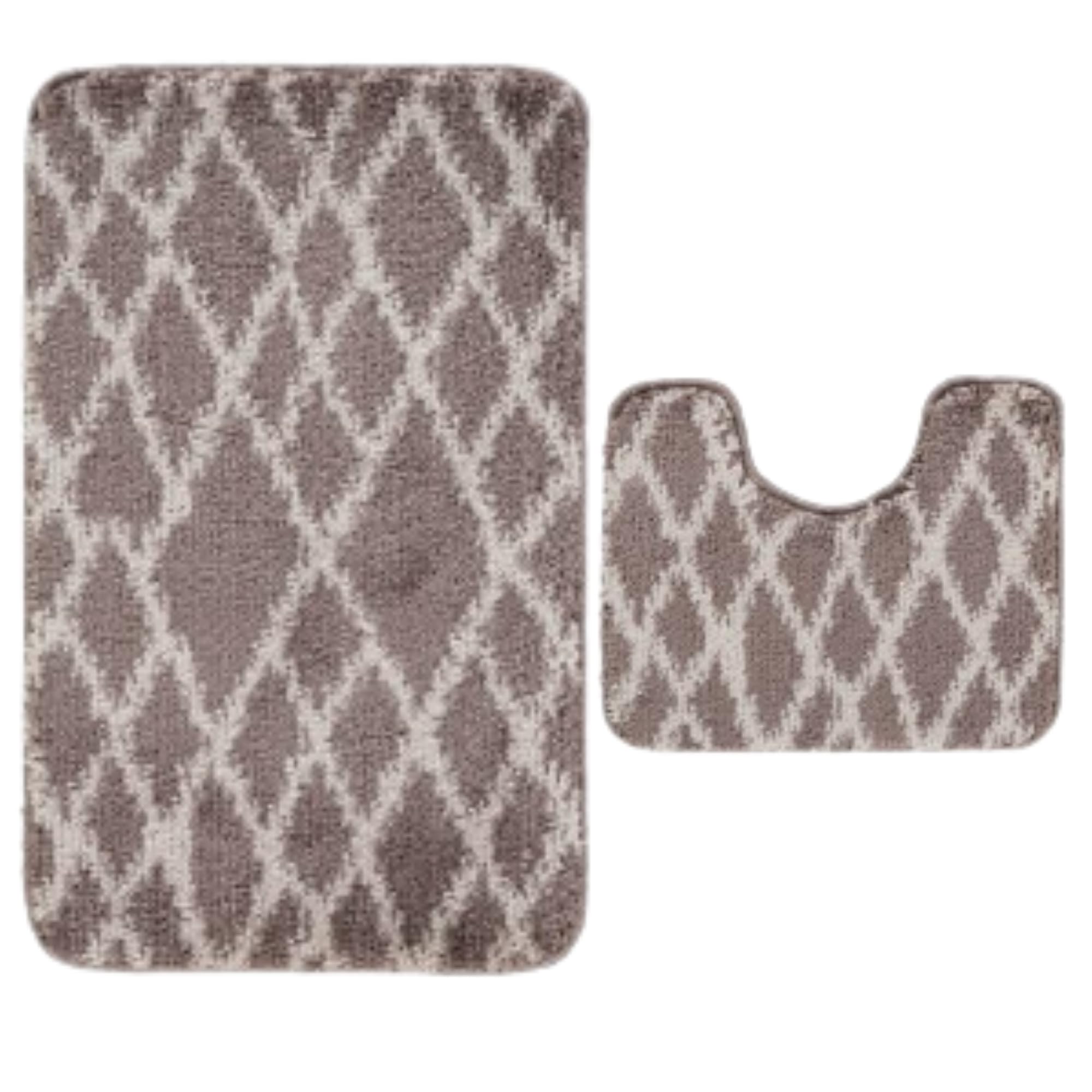 Paradise Products Bath Mat Set - Bath Mats 2 Piece Set- Soft Plush Anti-Slip Rugs - Bathroom Carpet Essentials - Bathroom Mat Quick Dry - Washable Mats - (Mink,80 x 50 cm + U Shaped 48 x 48 cm) — image 1