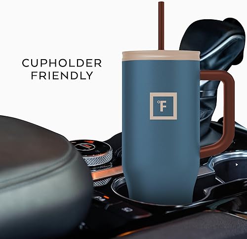Miniatura 6 de IRON FLASK Co-Pilot - Taza aislada con bota, pajita y tapas abatibles - Botella con soporte para taza para bebidas frías y calientes - A prueba de