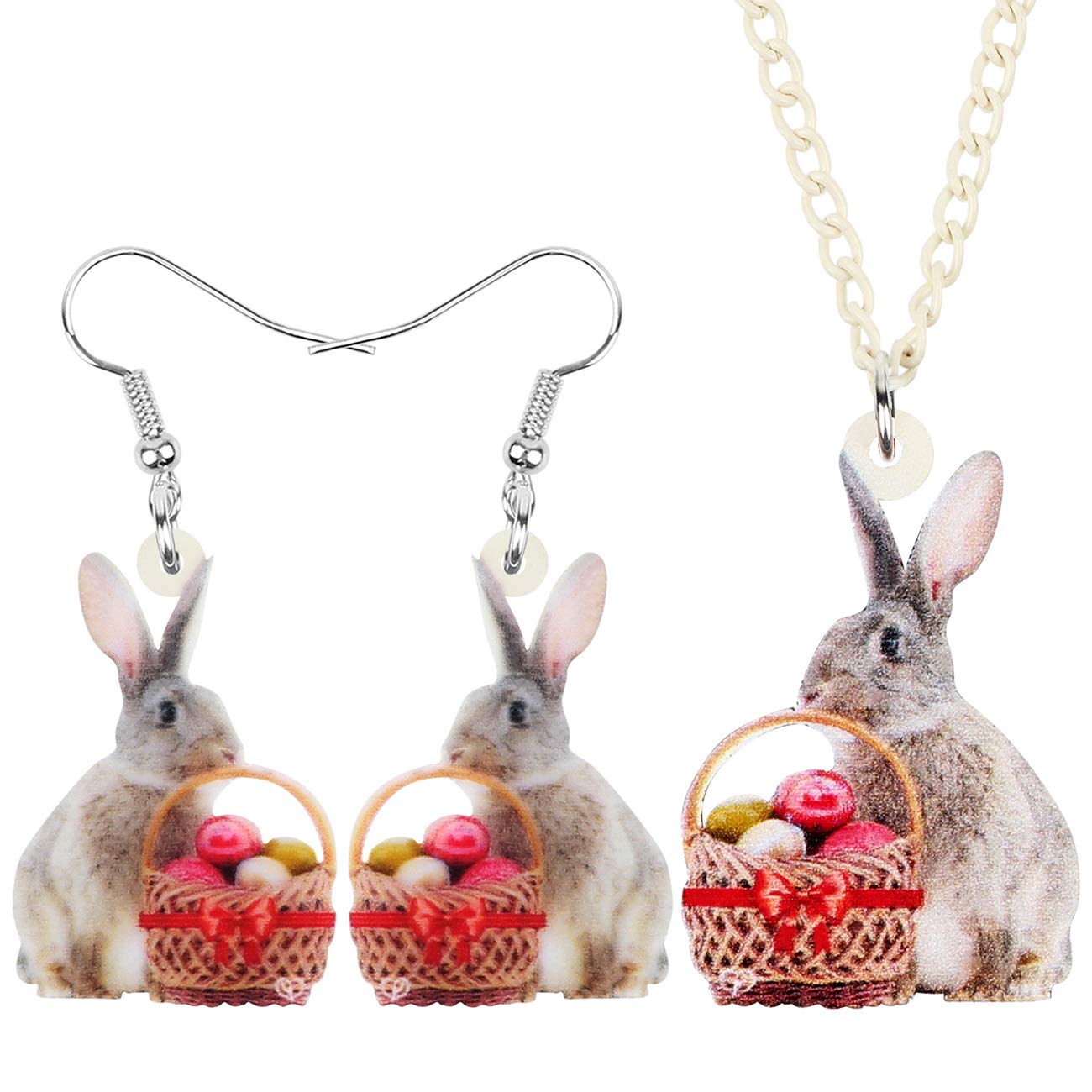 ASSR 3 pezzi decorazione coniglietto pasquale in bambù, cestino per uova di Pasqua, cestino per caramelle a forma di coniglio o per la caccia alle uova, ideale come decorazione per feste e