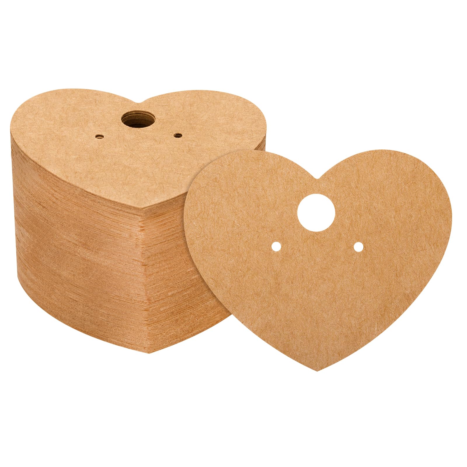 joycraft 100Pcs Earring Cards, 2.36x2In Brown Heart Earring Display Cards, Kraft Paper Hanging Jewelry Cards, Personalized Earring Cards for Selling, Display, Retail, DIY Crafts