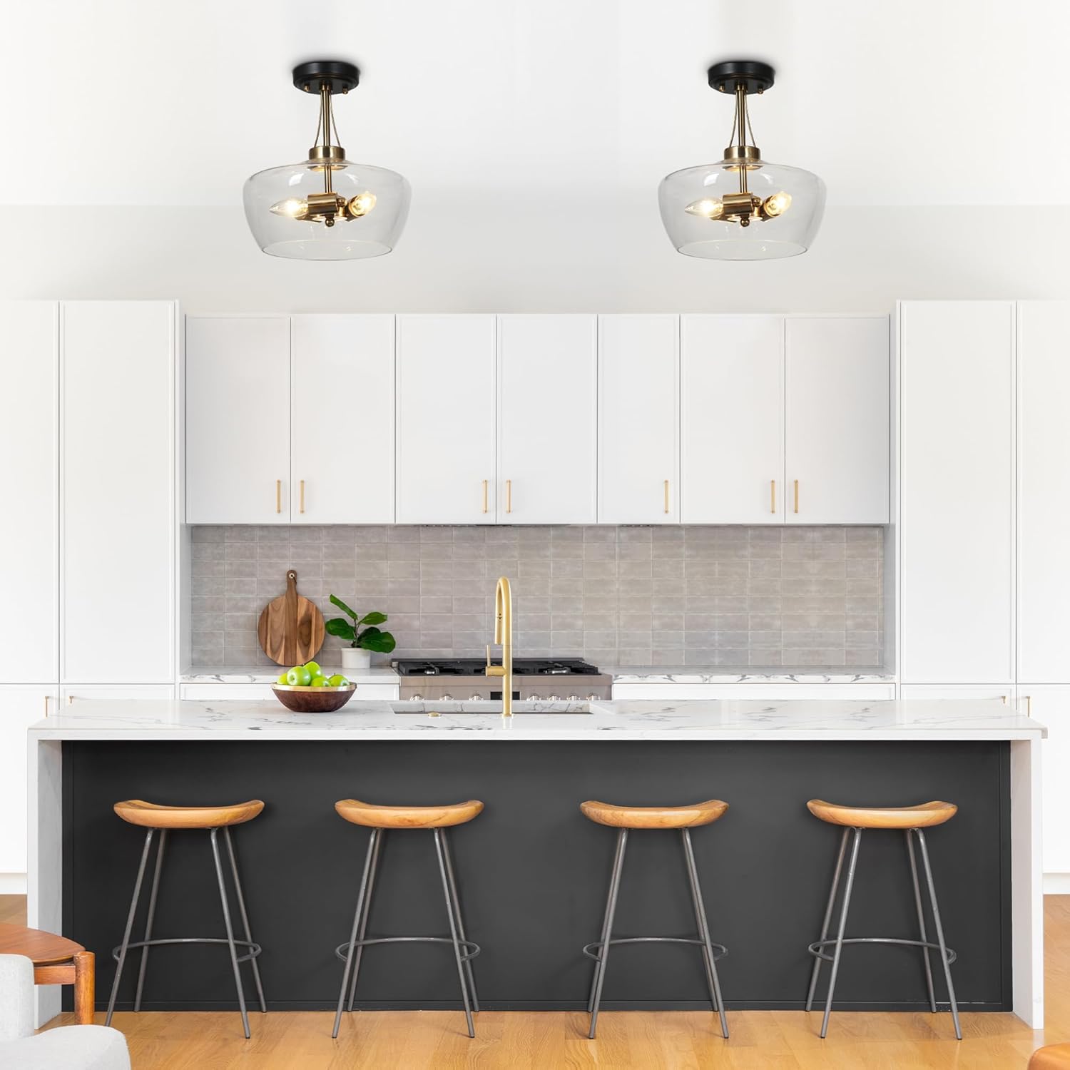 classy leaves Flush Mount Ceiling Lights, 3 Light Dining Room Chandelier Ceiling Light, Black and Gold Close to Ceiling Light Fixtures for Kitchen, Foyer