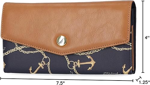 Miniatura 7 de Nautica Money Manager RFID - Cartera delgada y pequeña para mujer - Porta tarjetas de crédito con monedero y cartera con cremallera, organizador de