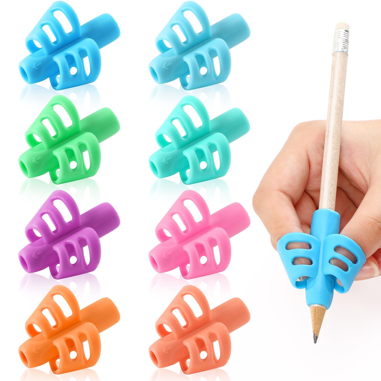 SANNIX 8 Pack Pencil Grips for Handwriting, Grip Posture Correction Training Pen Writing Aid Tool for Preschools Adults Students Elementary Teaching