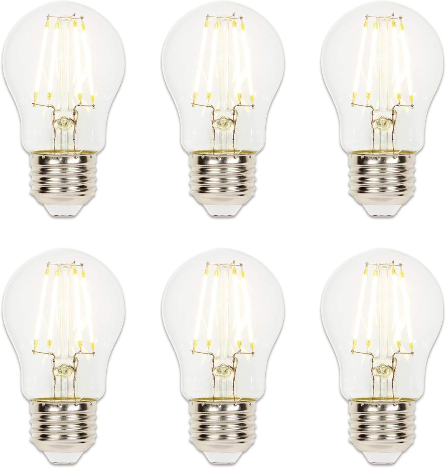 Westinghouse 5316620 4.5 Watt (40 Watt Equivalent) A15 Dimmable Clear Filament LED Light Bulb, Medium Base, 6 Pack