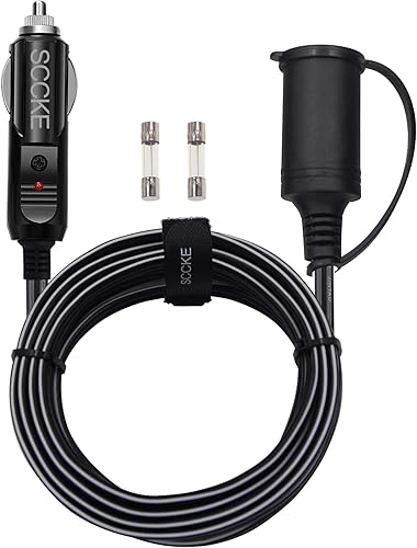 Cable de extensión para encendedor de cigarrillos de automóvil de cobre puro de 14 AWG de 12 V y 24 V, cable de cable de 12 pies 12.0 ft 14 AWG