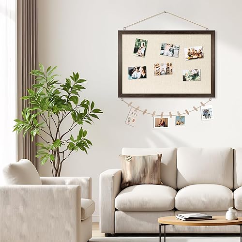 Vista 51 de DOLLAR BOSS - Tablero de corcho negro con lino de doble cara de 16 x 12 pulgadas, para paredes, marco de madera, para colgar, tablero de corcho