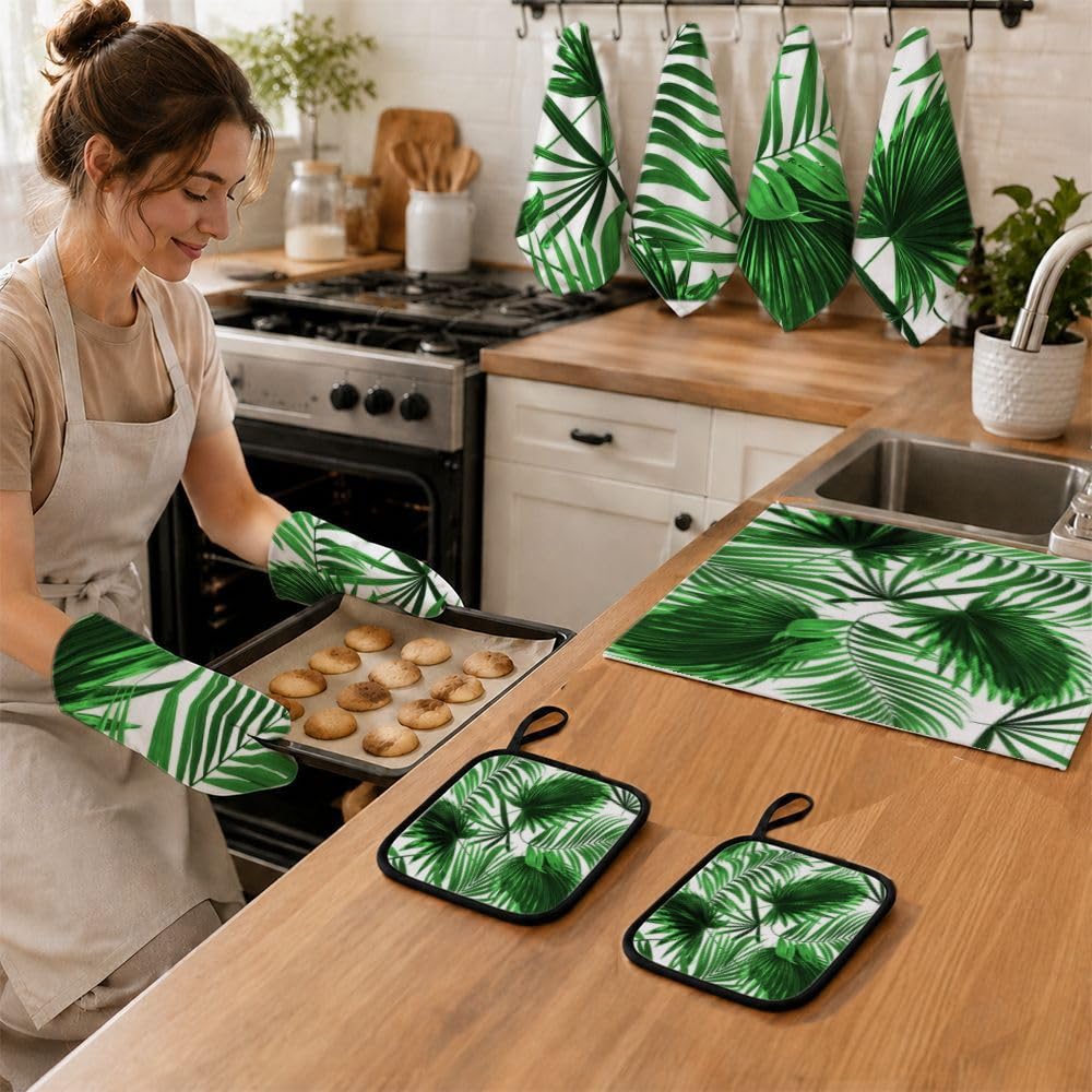 Set di accessori e decorazioni da cucina con foglie di palma tropicale 9