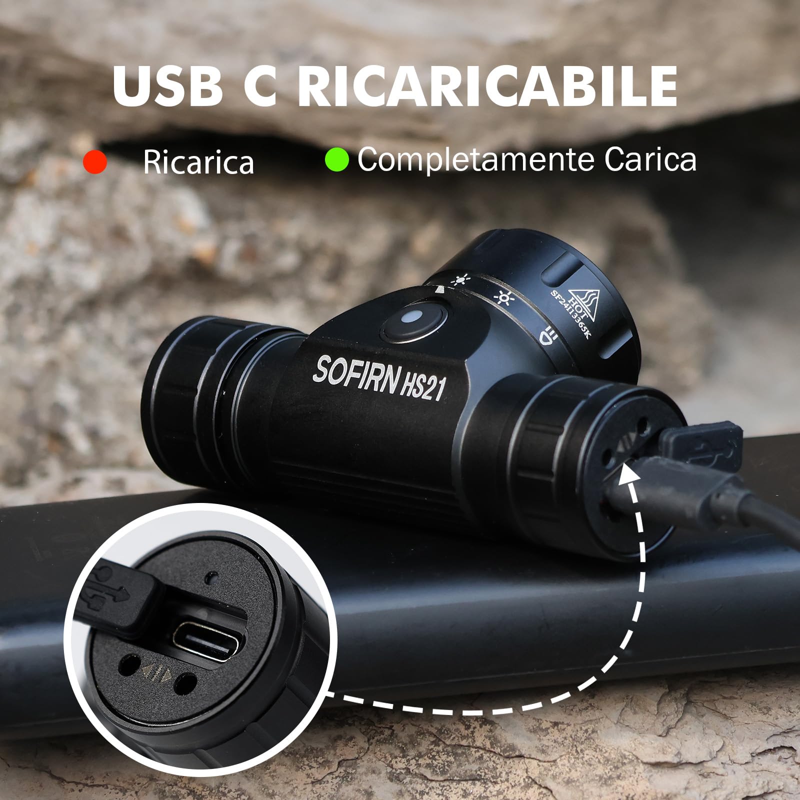 Sofirn HS21 Led Lampada Frontale 2200 Lumen Potente Lampada Torcia Ricaricabile con 6 Modalità, Faro Regolabile con Luce Rossa Bianca per Escursionismo Running Camping