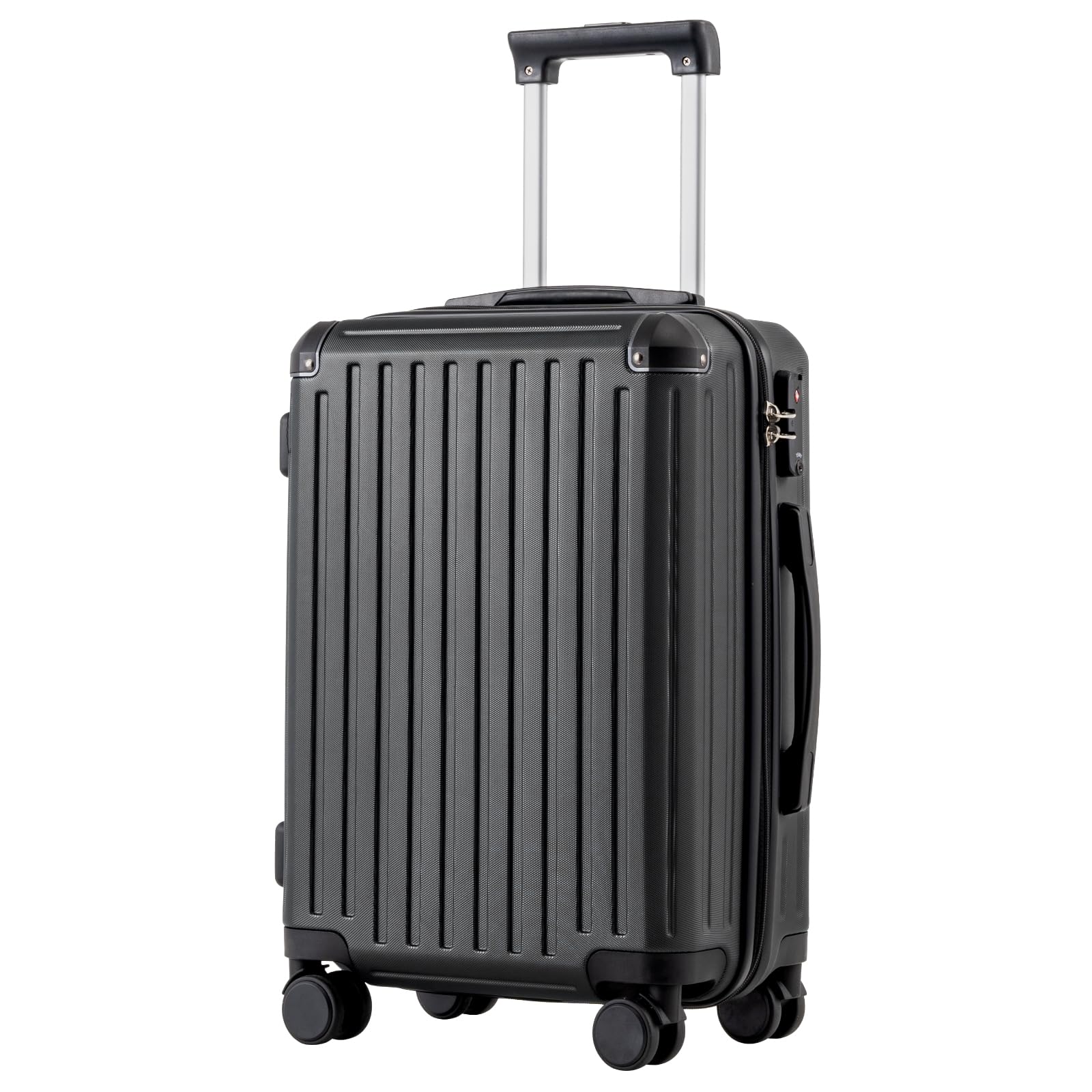 COOLIFE Valise Cabine 56 cm, Bagage Cabine Rigide en PC+ABS, Légère et Robuste pour Voyages d’Affaires et Courts Séjours, Serrure TSA, Fermeture Éclair YKK et 4 Roues Doubles, Noir
