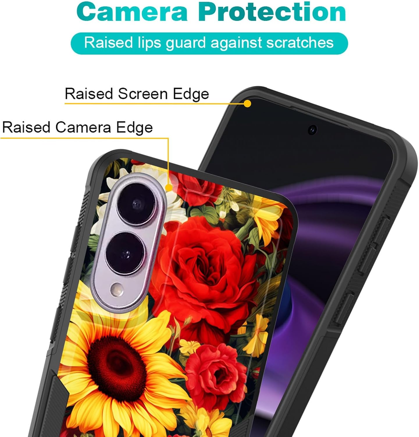 for Galaxy S25 Edge Case,Dual Layer Hybrid Heavy Duty Rugged Shockproof Hard PC +Soft Silicone Protective Case for Samsung Galaxy S25 Edge 2025,Sunflowers thumbnail