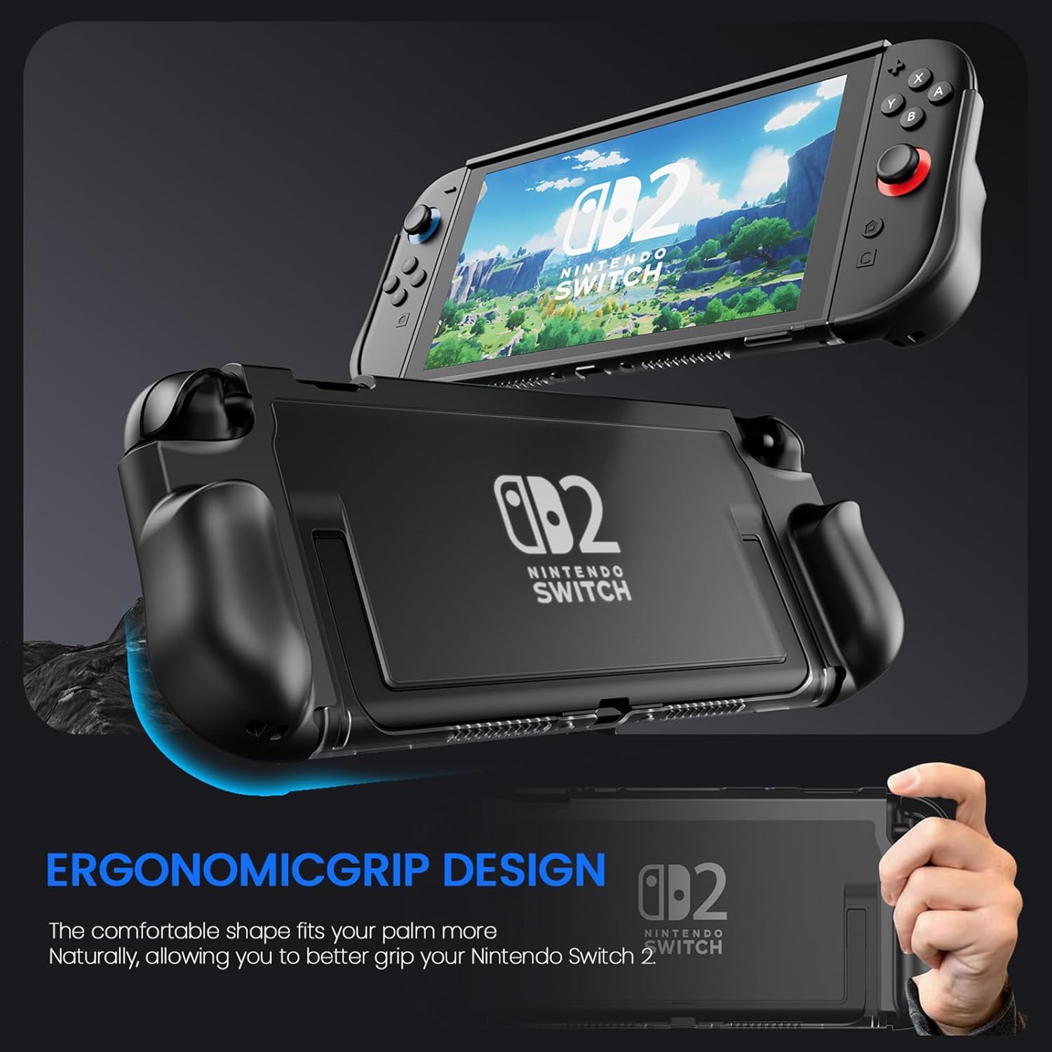 Protective Case for Nintendo Switch 2,Durable Anti-Slip Shockproof Protective Hard Case Full-Body Rugged Protection Switch 2 Cover, Anti-Scratch Cover for Nintendo Switch 2 Skin (Black) - Image 4