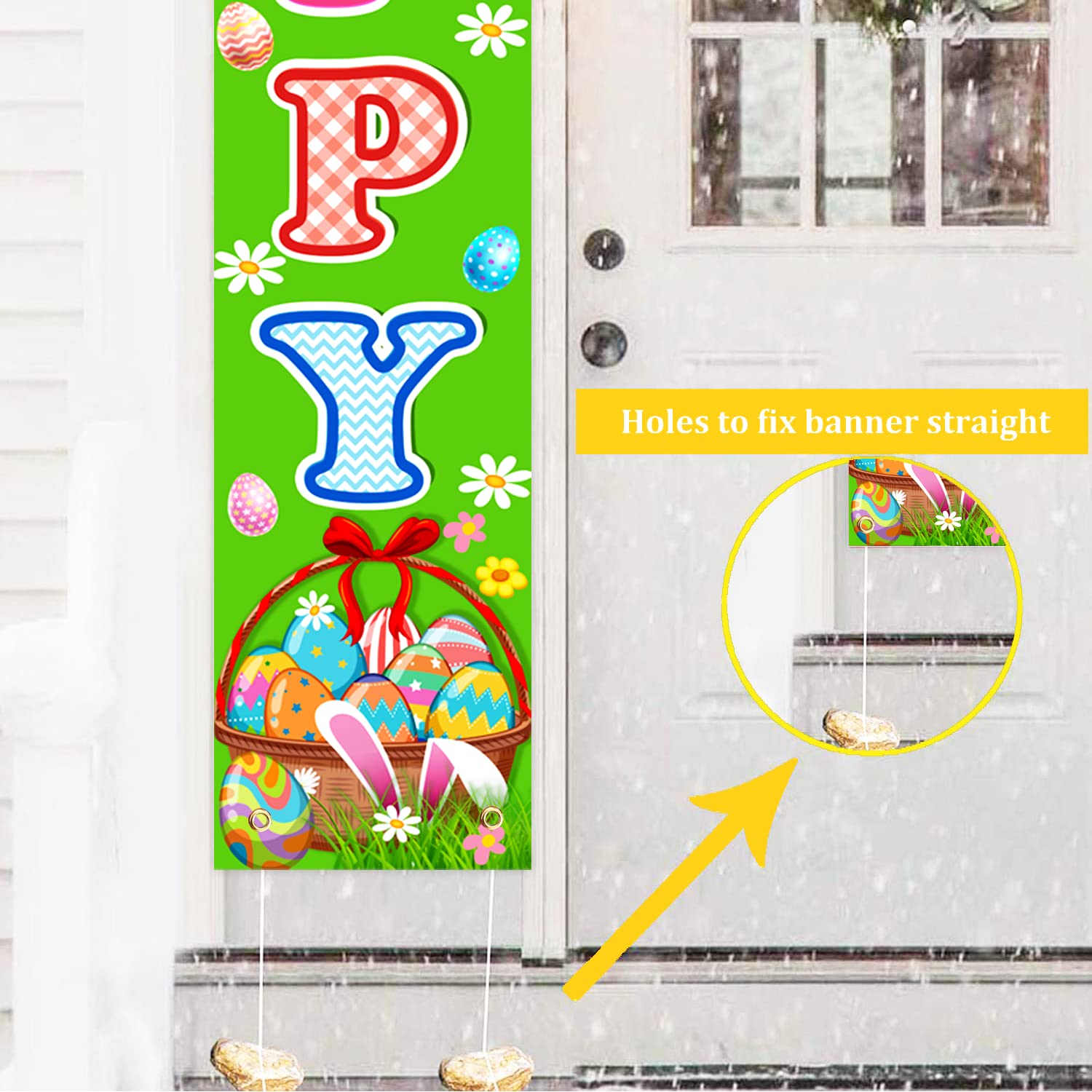 Oster-Banner Mit Lustigen Zwergen – Deko Für Tür, Garten & Party | 2er-Set | 183x30 Cm