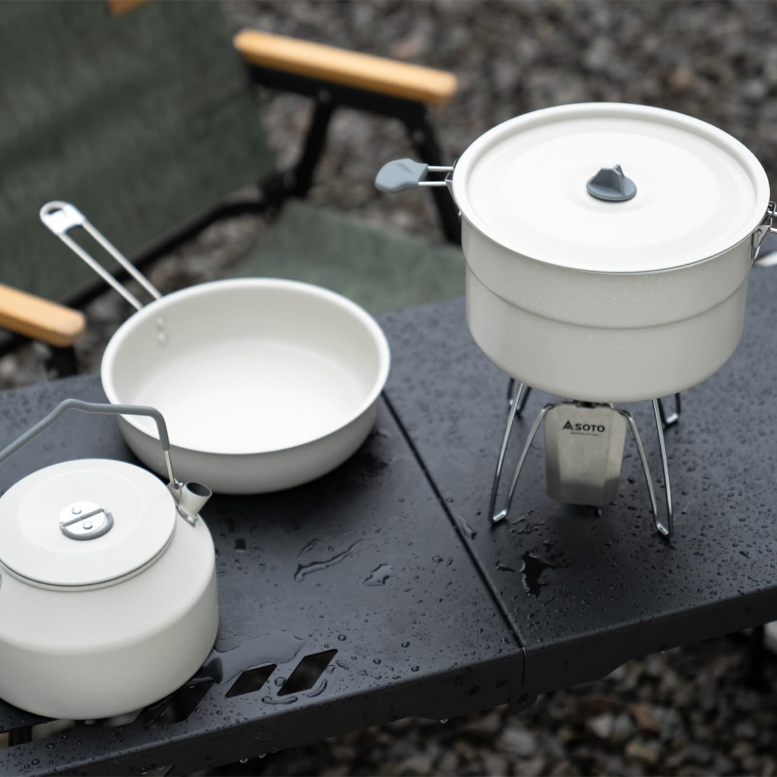 Ollas de camping al aire libre con mango plegable, vajilla de cocina de aluminio para senderismo, picnic, pesca, montañismo, vajilla de cocina al aire libre para senderismo