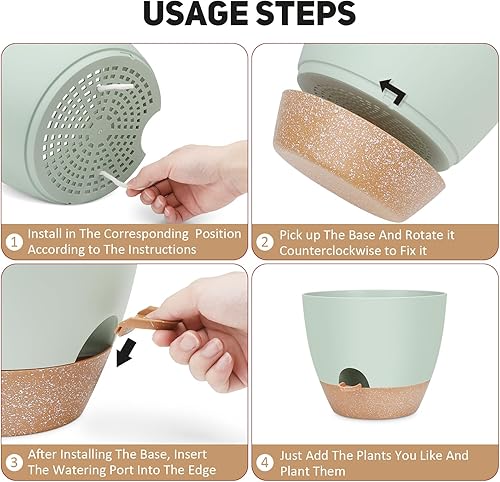 Miniatura 5 de Macetas grandes de riego automático de 12 pulgadas, macetas con múltiples agujeros de drenaje de malla para plantas y flores de jardín de interior y