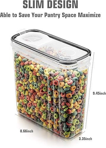 Miniatura 10 de Wildone Juego de recipientes de almacenamiento de cereales, grandes recipientes herméticos de plástico sin BPA, 4 litros135.3 onzas para cereales,