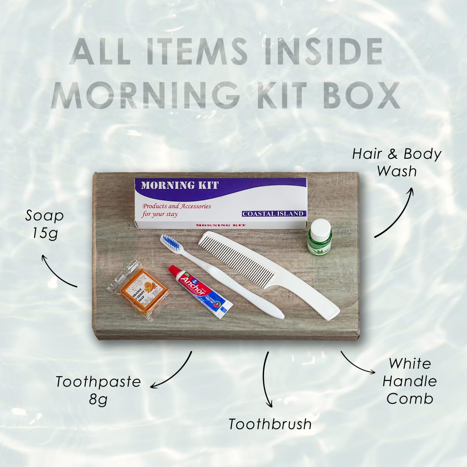 Sevenhills 50 Sets Morning Kit – Guest Toiletry Kit with Toothbrush, Toothpaste, Soap 15g, Hair & Body Wash 20ml, Comb – Hotel Guest Room Amenities, Wedding Return Gift, Travel Essentials for Airbnb, Hospitals, Resorts, Camps 2