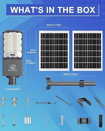 Miniatura 7 de Farolas solares impermeables para exteriores, 650000 lúmenes, cuentas LED superbrillantes, luces de inundación solares comerciales con control