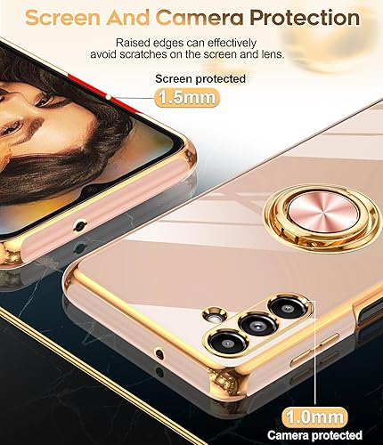 Miniatura 4 de LeYi Funda para Samsung Galaxy A13-5G Protector de pantalla de vidrio templado 2 unidades Soporte de anillo giratorio de 360 , soporte magnético,