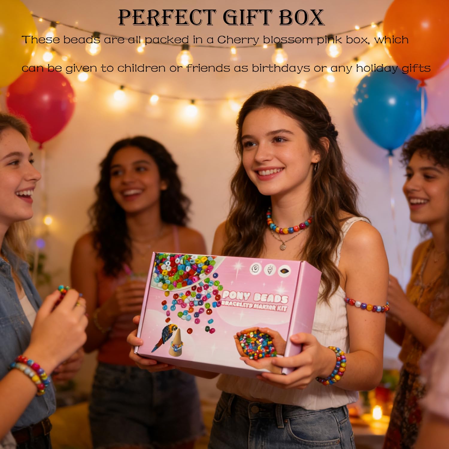 LYMOOR Juego de 7 cajas de 4800 cuentas de pony, 144 colores, 1000 piezas, cuentas Kandi arcoíris de arcilla para hacer pulseras, manualidades, llaveros de arte, cuentas de pelo, con caja de regalo