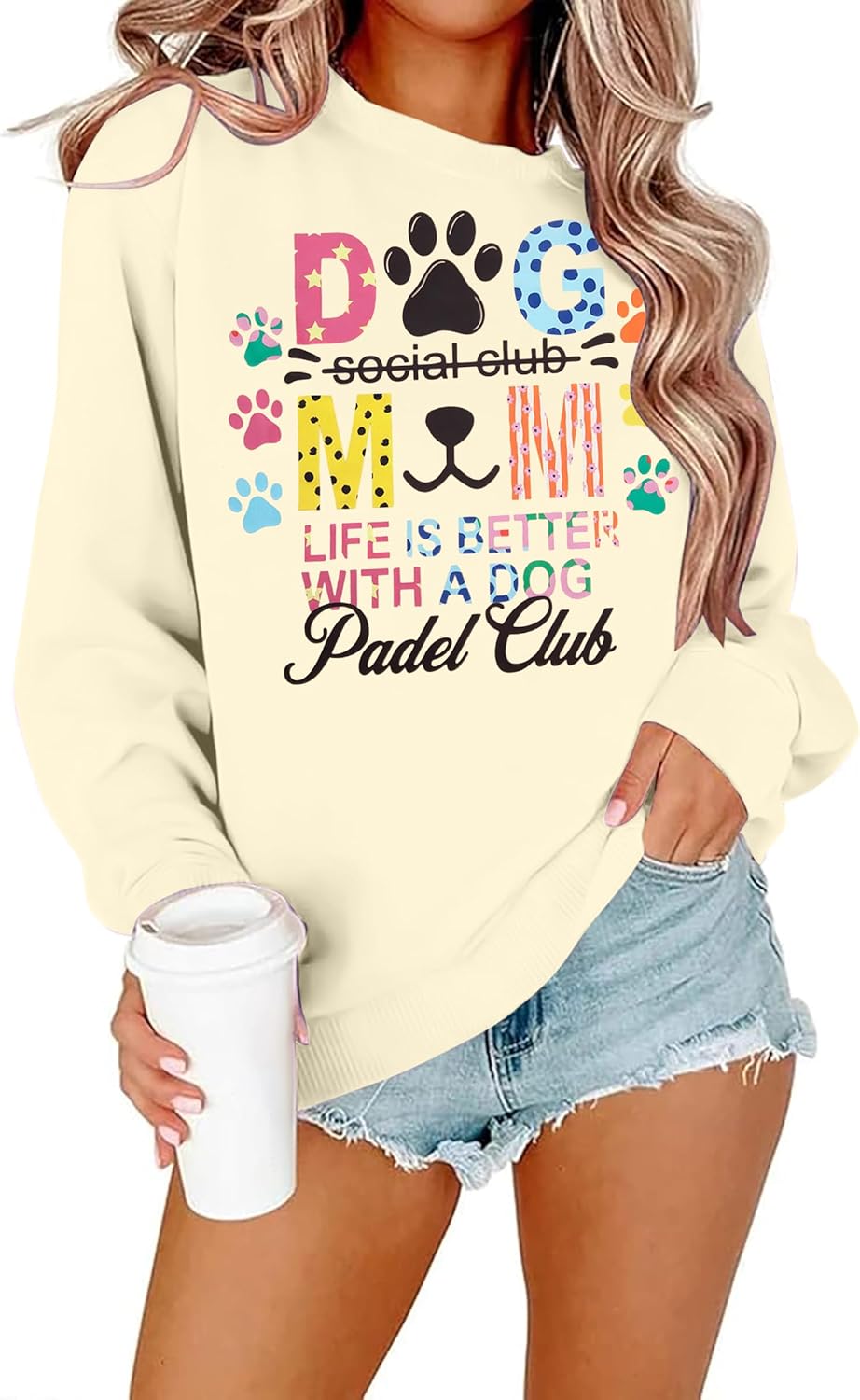 ALLTB Dog Mom Sweatshirt Women Dog Mama Graphic Shirt Cute Paw Shirts Puppy Lover Pullover Casual Long Sleeve Tee Tops