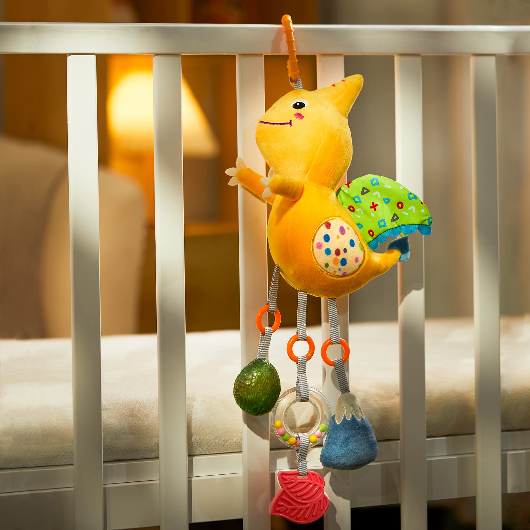 TUMAMA Juguete de sonajero colgante de dinosaurio, asiento de automóvil, cochecito y cuna, juguete móvil para niños de 3, 6, 9, 12 meses, niñas, recién nacidos 7