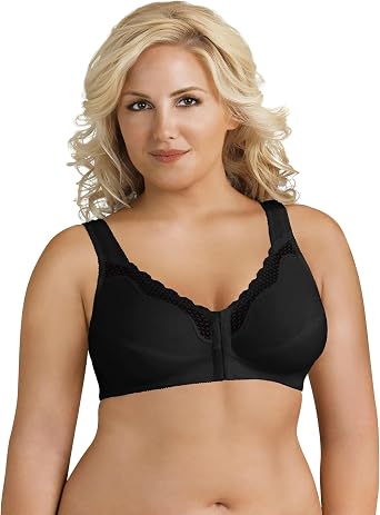 Exquisite Form 5100531 Women's Fully Wireless Cotton Back & Posture Support Bra with Front Closure & Lace