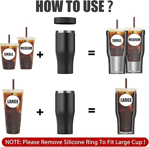 Miniatura 2 de Universal Iced Coffee Sleeve - Niceyos Upgraded Double Wall Reusable Stainless Steel Holder Sleeves Insulator for Cold Drinks Fits Starbucks Dunkin