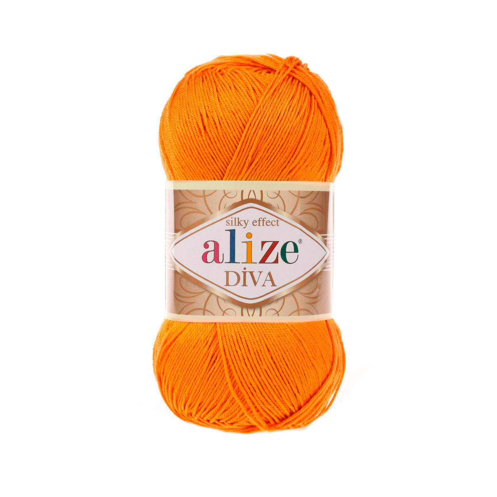 AlizeDiva Silk Effect 100% Microfiber Acrylic Yarn 1 Ball skeins 100gr 383yds (120 - Orange)