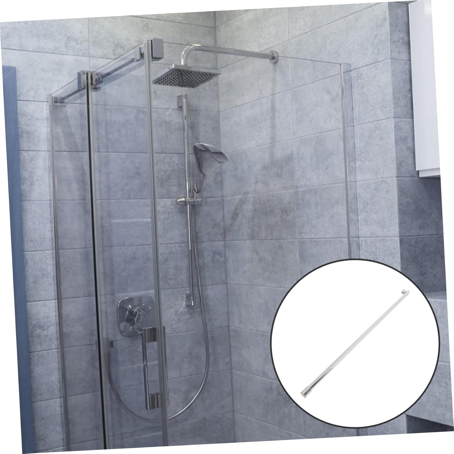 304 Stainless Steel Shower Glass Panel Support Bar Adjustable 1000mm to 1200mm Dual-Headed Hardware for 8-12mm Glass for Frameless Shower Doors