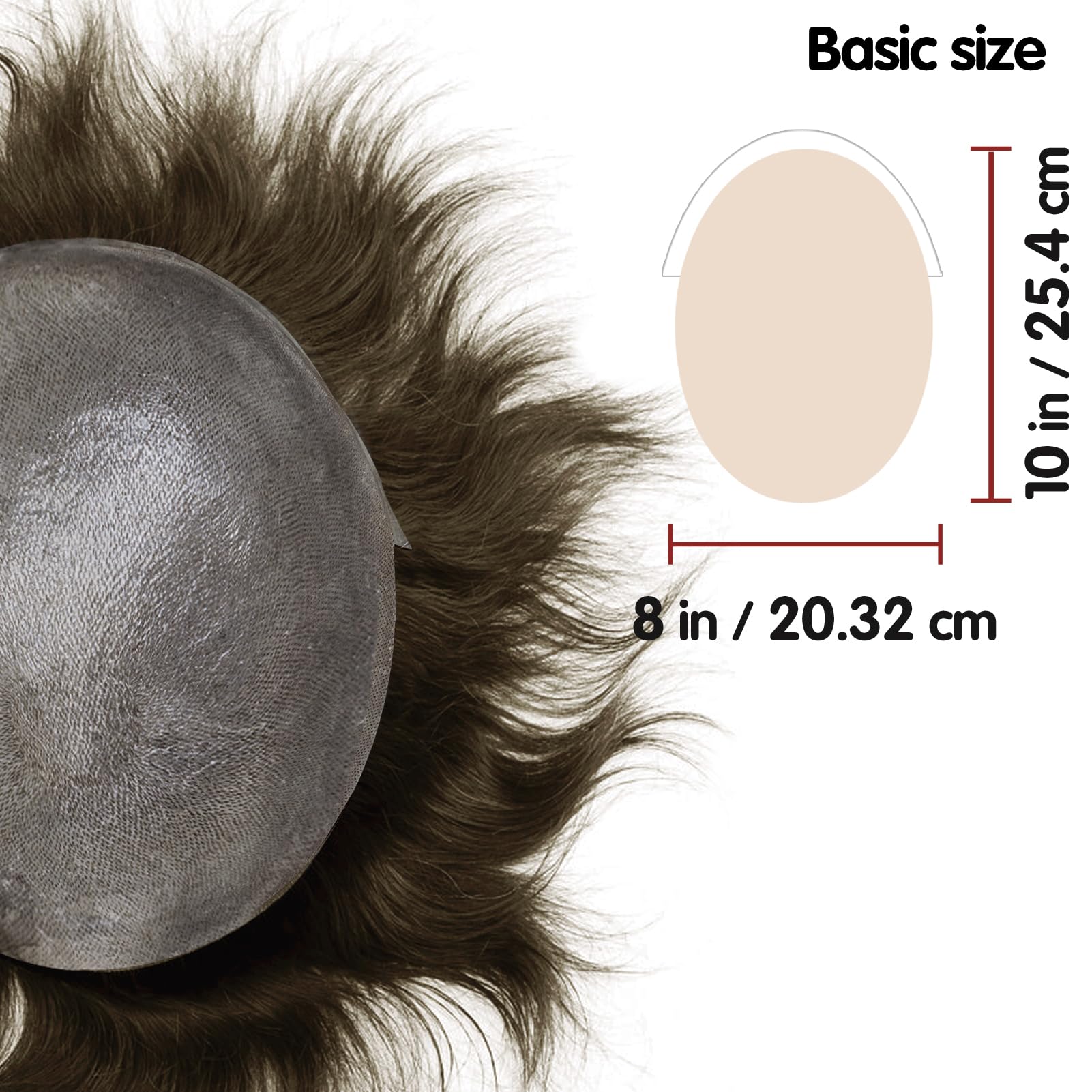 Lordhair Toupee for Men with 100% European human hair 8x10 inch Hairpiece for Men 0.03mm Ultra Thin Skin Hairsystem All V-looped Mens Toupee (Medium Light Brown #6) - Image 3
