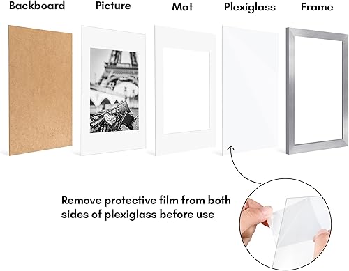 Vista 717 de Americanflat Portarretratos de 8 x 12 pulgadas con plexiglás pulido, juego de 2 portarretratos de 6 x 8 pulgadas con paspartú o para fotos de 8 x 12
