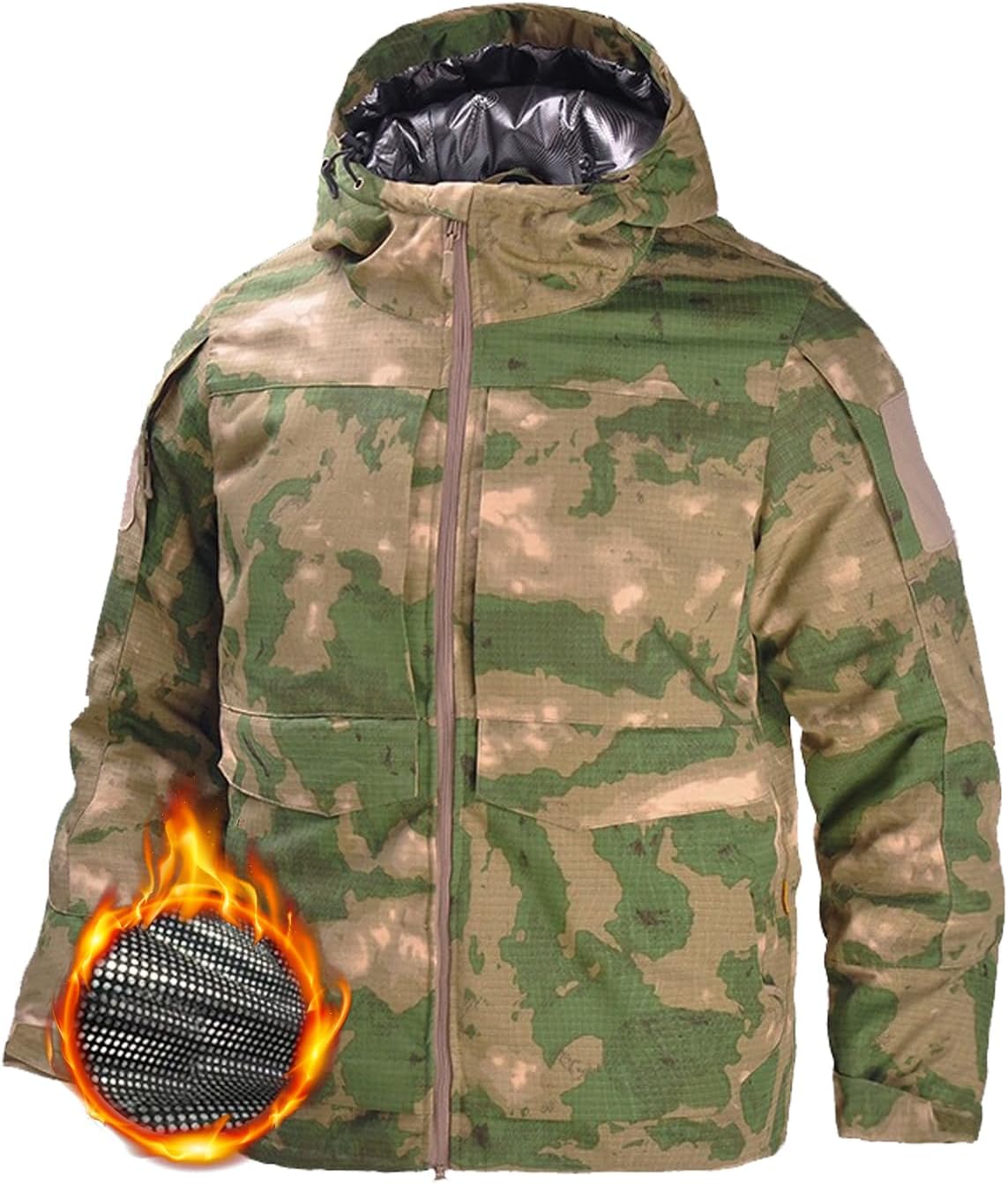 HARGLESMAN Heat Reflective Tactical Jacket for Men Winter Outdoor Camouflage Insulated Windbreaker Military Style Jacket