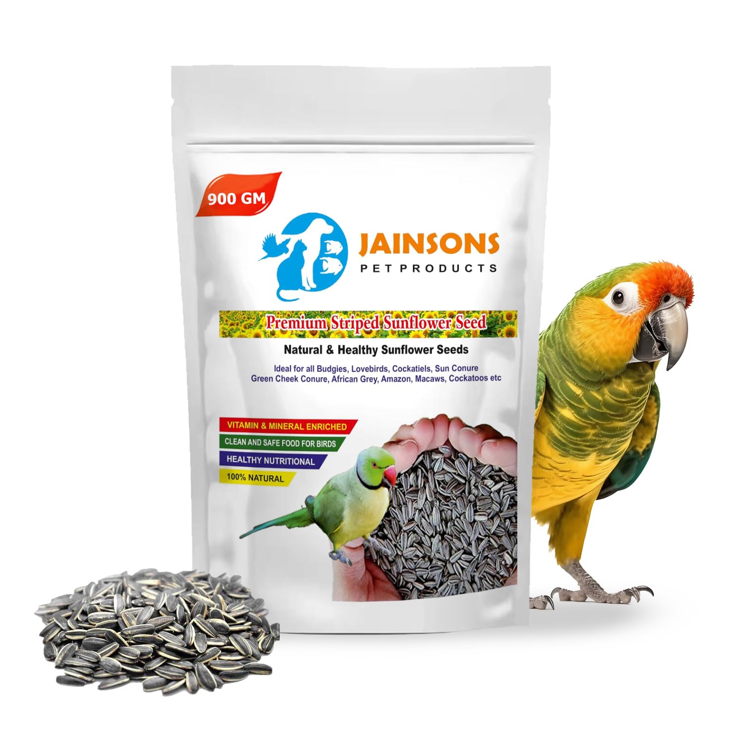 Jainsons Pet Products® Premium Striped Sunflower Seed for Budgies Bird Food Ideal for Sparrows, Budgies, Finches, Silver Bills, Parakeets, Parrots (900gram 1 PKT) (B09N1PZNLF) Amazon Price History, Amazon Price Tracker