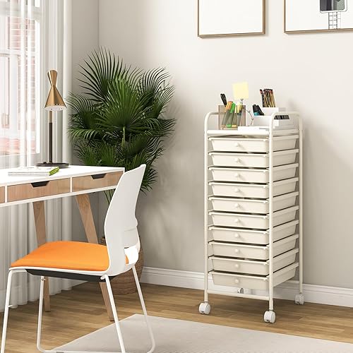 Vista 44 de Carro de almacenaje, de Giantex, con ruedas, para oficina, para guardar papeles, transparente, Transparente