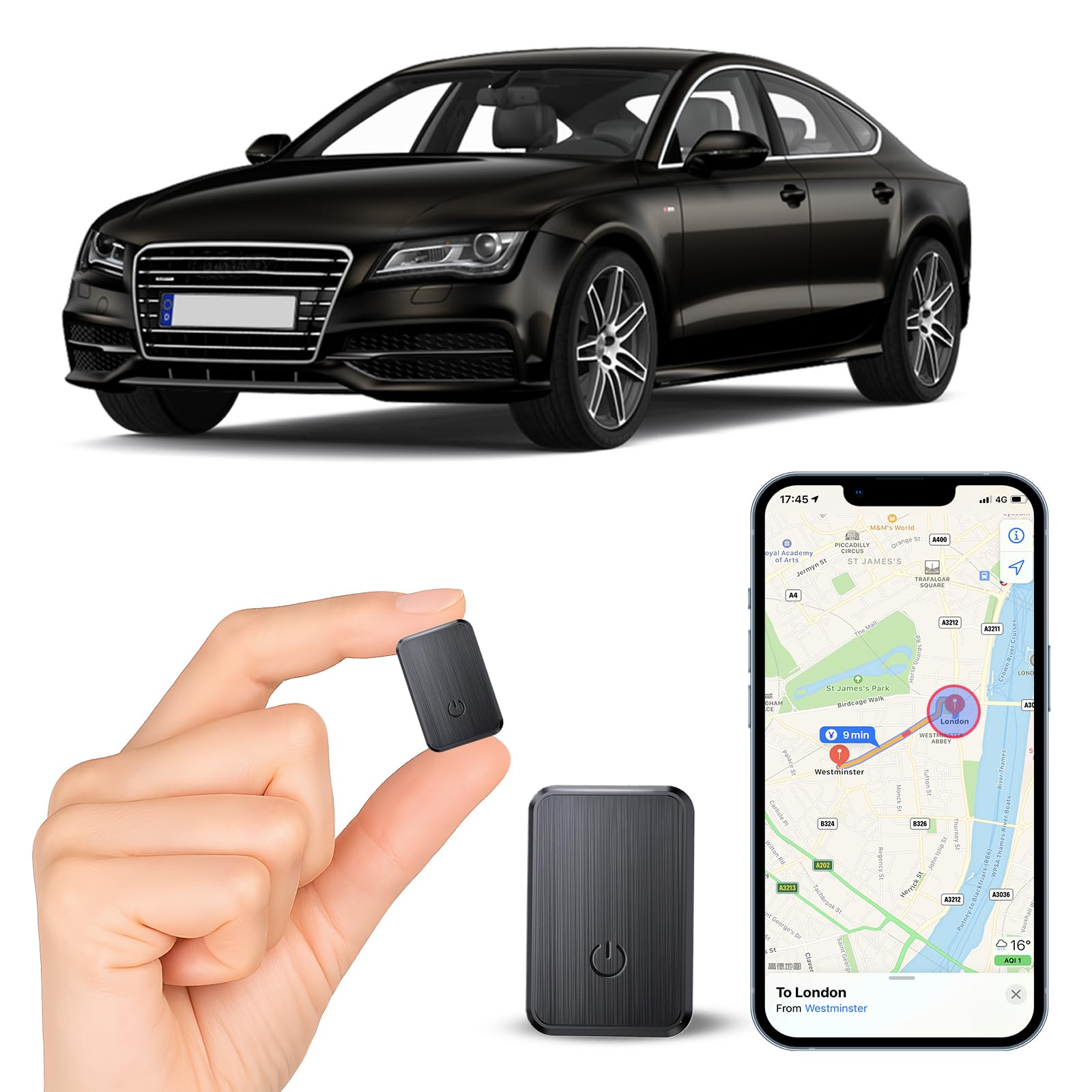 Mini GPS Tracker for Vehicles - Portable Real Time Magnetic GPS Tracking Device for Car, Full Global Coverage Location Tracker for Kids,Dogs,Trucks/Person
