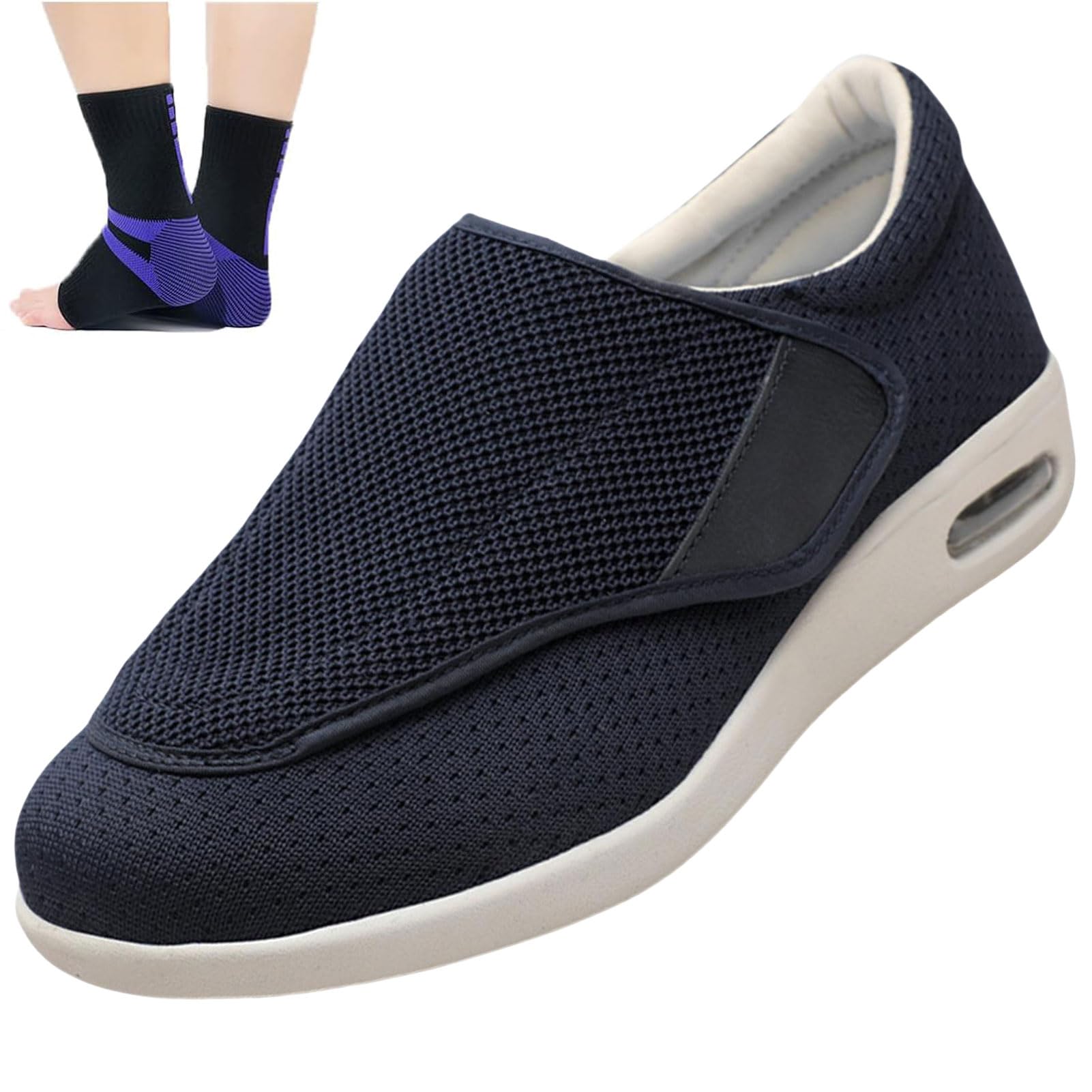 Zapatos para DiabéTicos para Hombre, Zapatos Ajustables para Edemas, Zapatos Extra Anchos Sin Cordones, Zapatos OrtopéDicos para Caminar, Transpirables, para Pies Hinchados