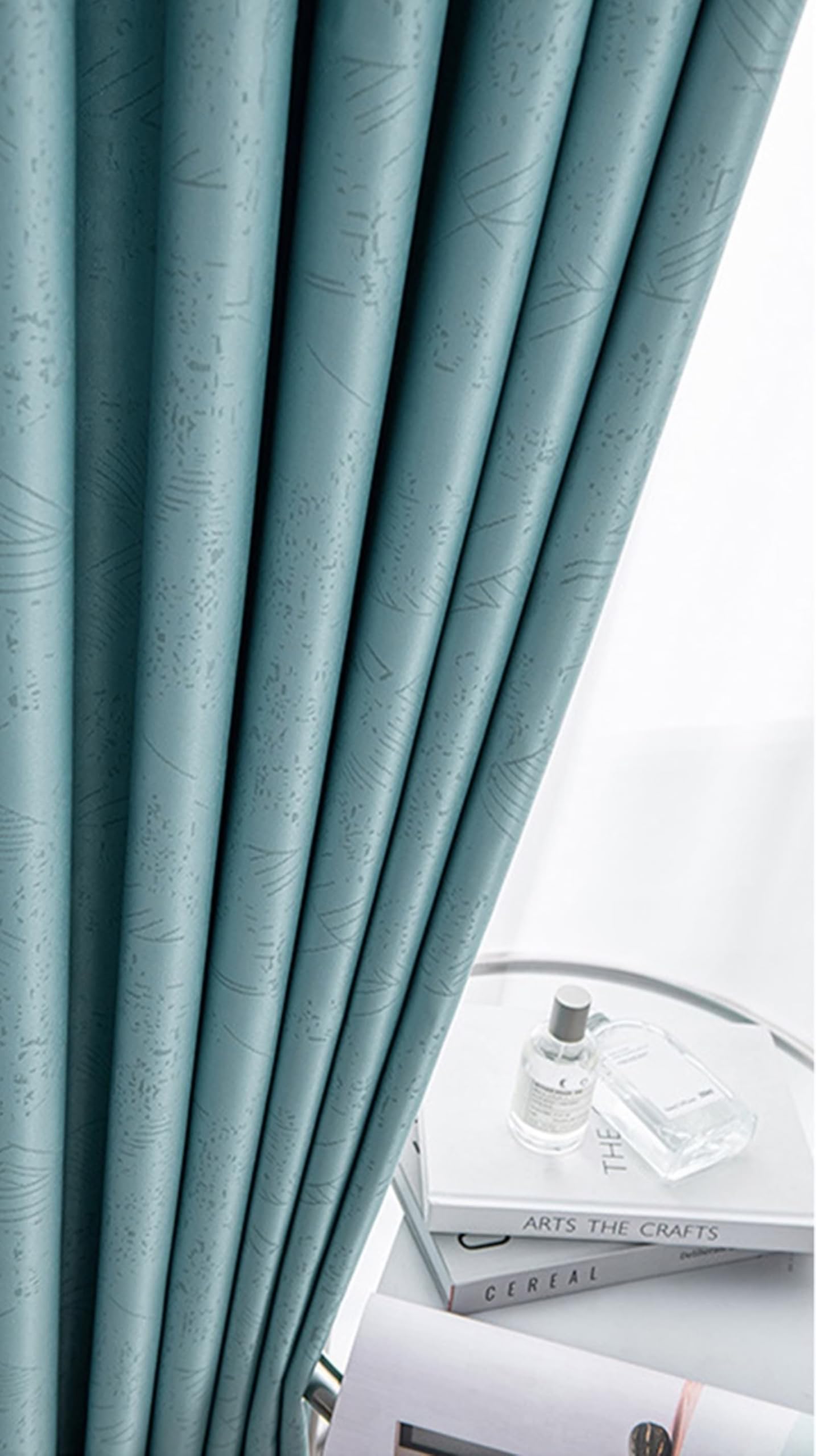 Rideau occultant bleu 107x138 cm en polyester à oeillets pour chambre enfant | Lot de 2