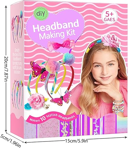 Miniatura 7 de Kizcmvre Kit de fabricación de diademas kit de fabricación de diademas para niñas, artes y manualidades para niños de 8 a 12 años, accesorios para