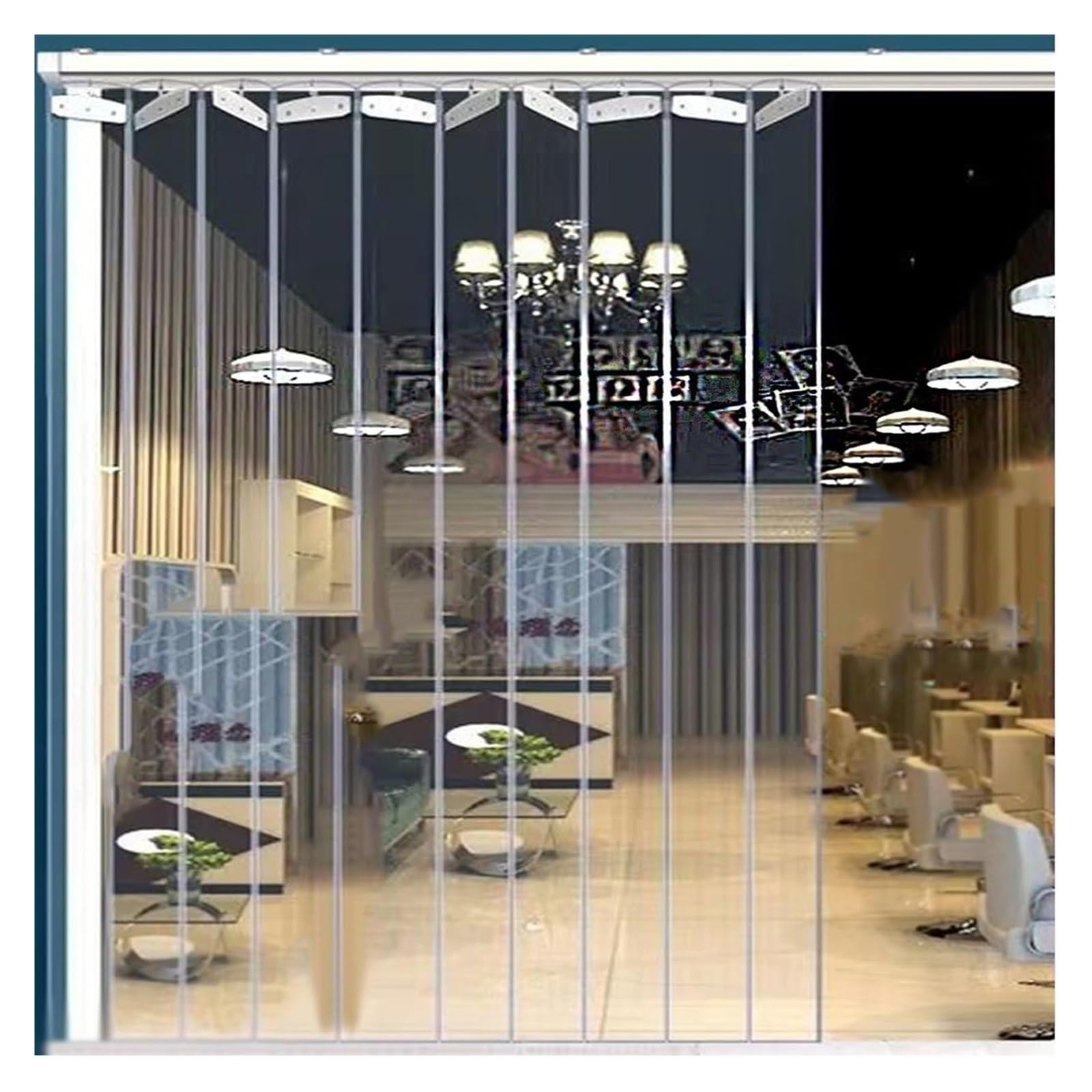 aygzb Folding PVC Strip Curtain PVC Strip Curtain Door Kit Sliding Door Strips Curtain Suitable for Waterproofing in Car Wash Rooms and Warehouses(2.5x2.5m)