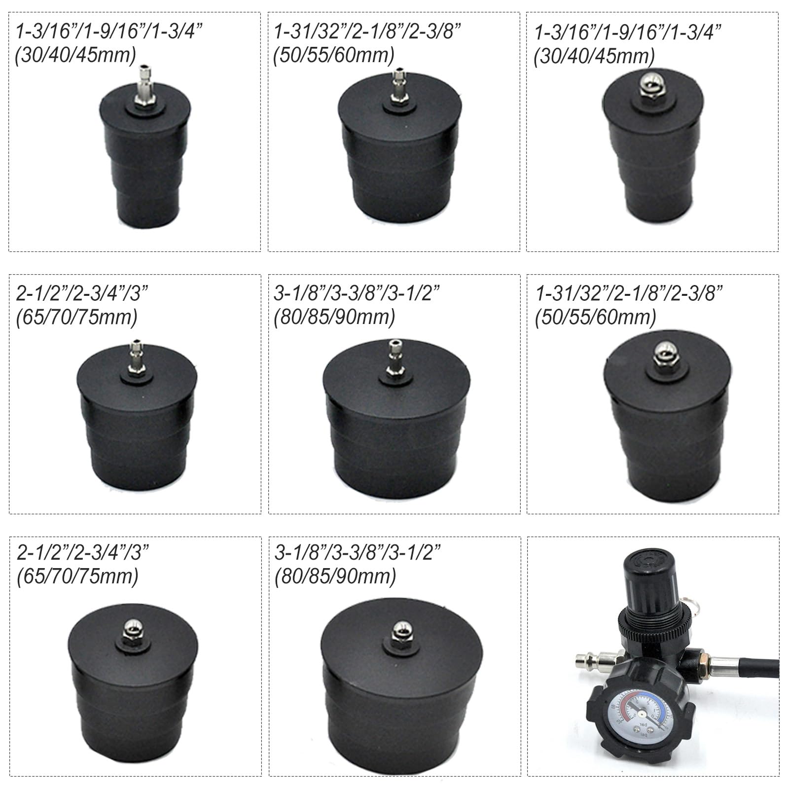 9pcs Probador Fugas del Turbo, Adaptador de Sistema de Aire de Carga del Turbocompresor, Kit de Prueba de Lubina de Refuerzo con Un Probador de Manómetro, Adaptador de Enfriador