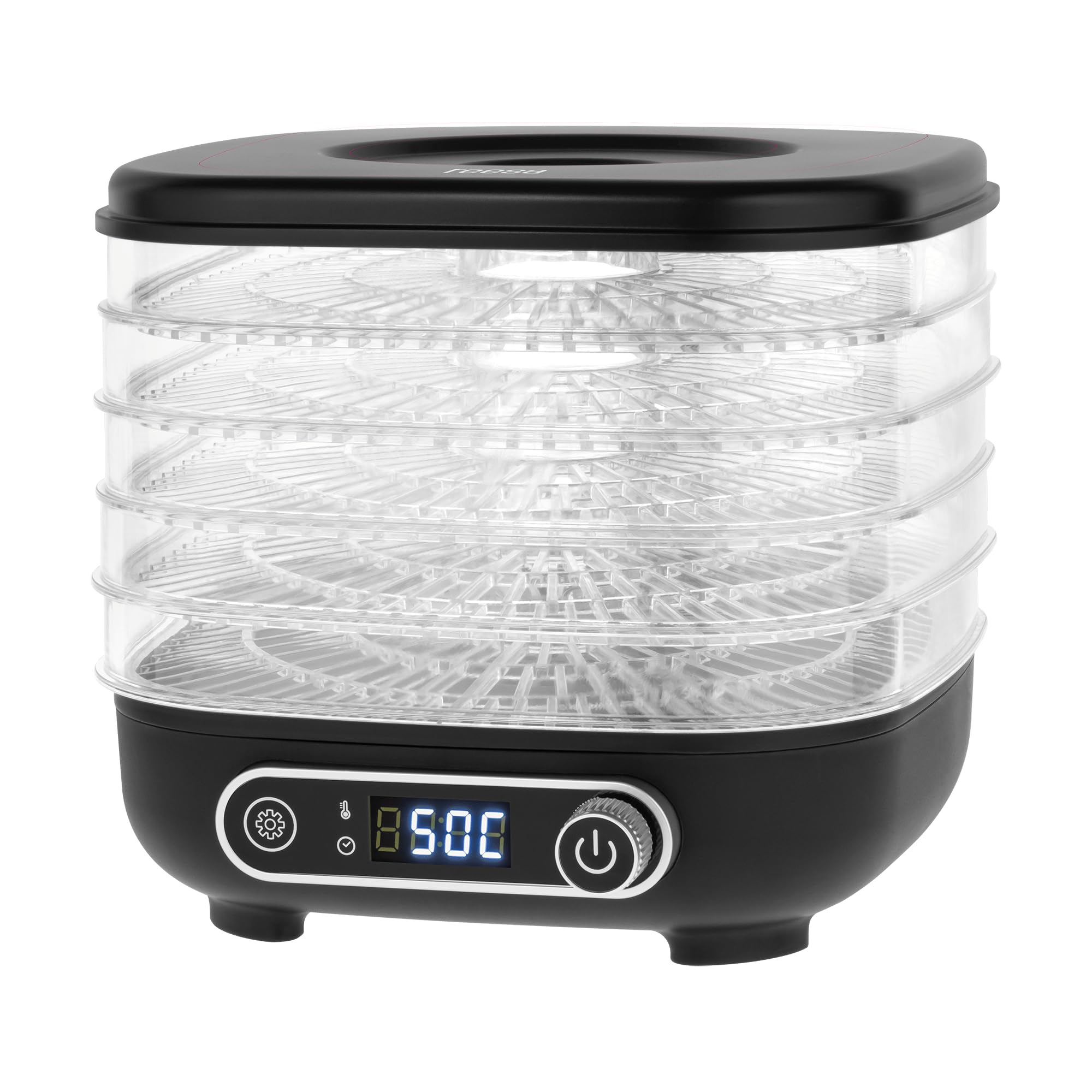 Teesa Séchoir à champignons, légumes, fruits, puissance 300 W, 5 compartiments transparents, écran LCD, circuit thermique, contrôle de la température TSA3033