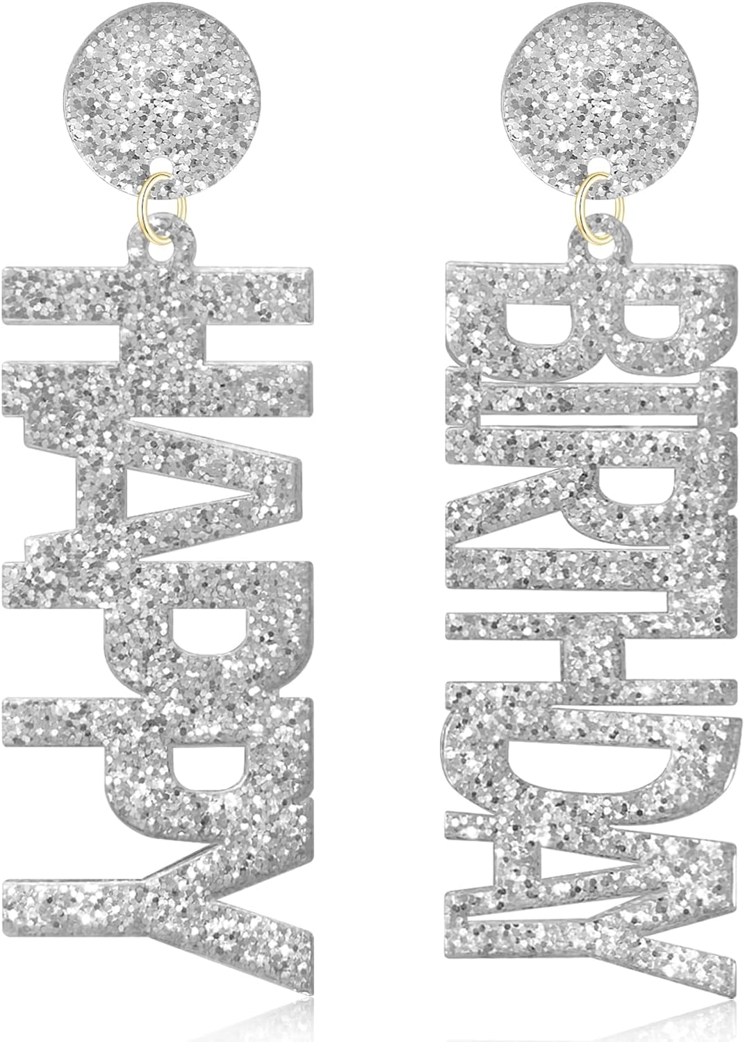 Sparkly Sequin Acrylic Birthday Cake Dangle Drop Earrings Happy Birthday Letter Earrings For Women